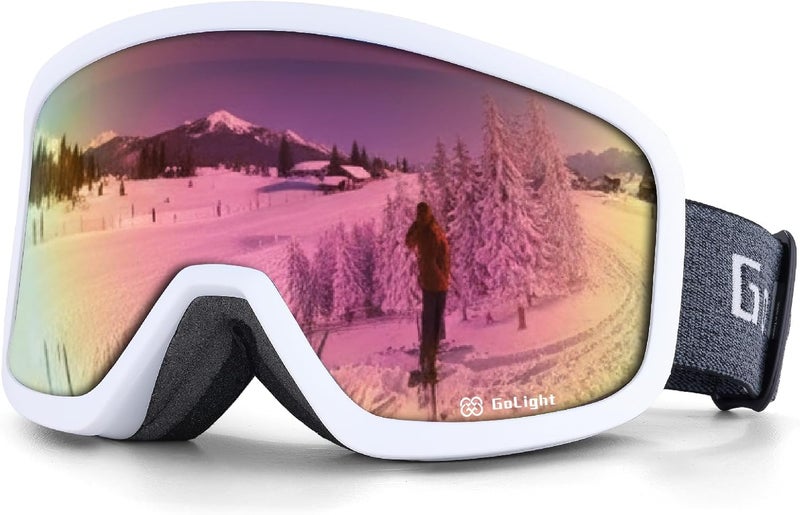Golight Low Bridge Fit Ski Goggles – Asian Fit, Anti-Fog Double Lens, UV400 REVO Lens, Triple-Layer Foam for All-Day Skiing - Image 1